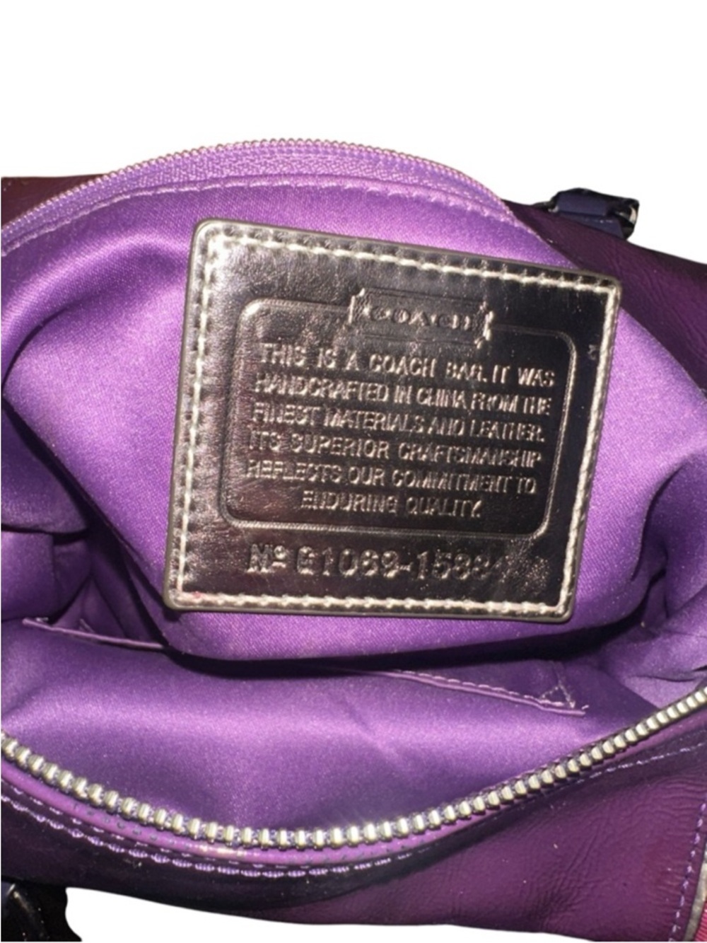 Coach Poppy Tartan Purple Plaid Satchel with Magenta Accents 4 hang tags - Picture 11 of 16